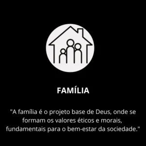 Ilustração de uma família dentro de uma casa representando os valores cristãos e o propósito de Deus para o lar